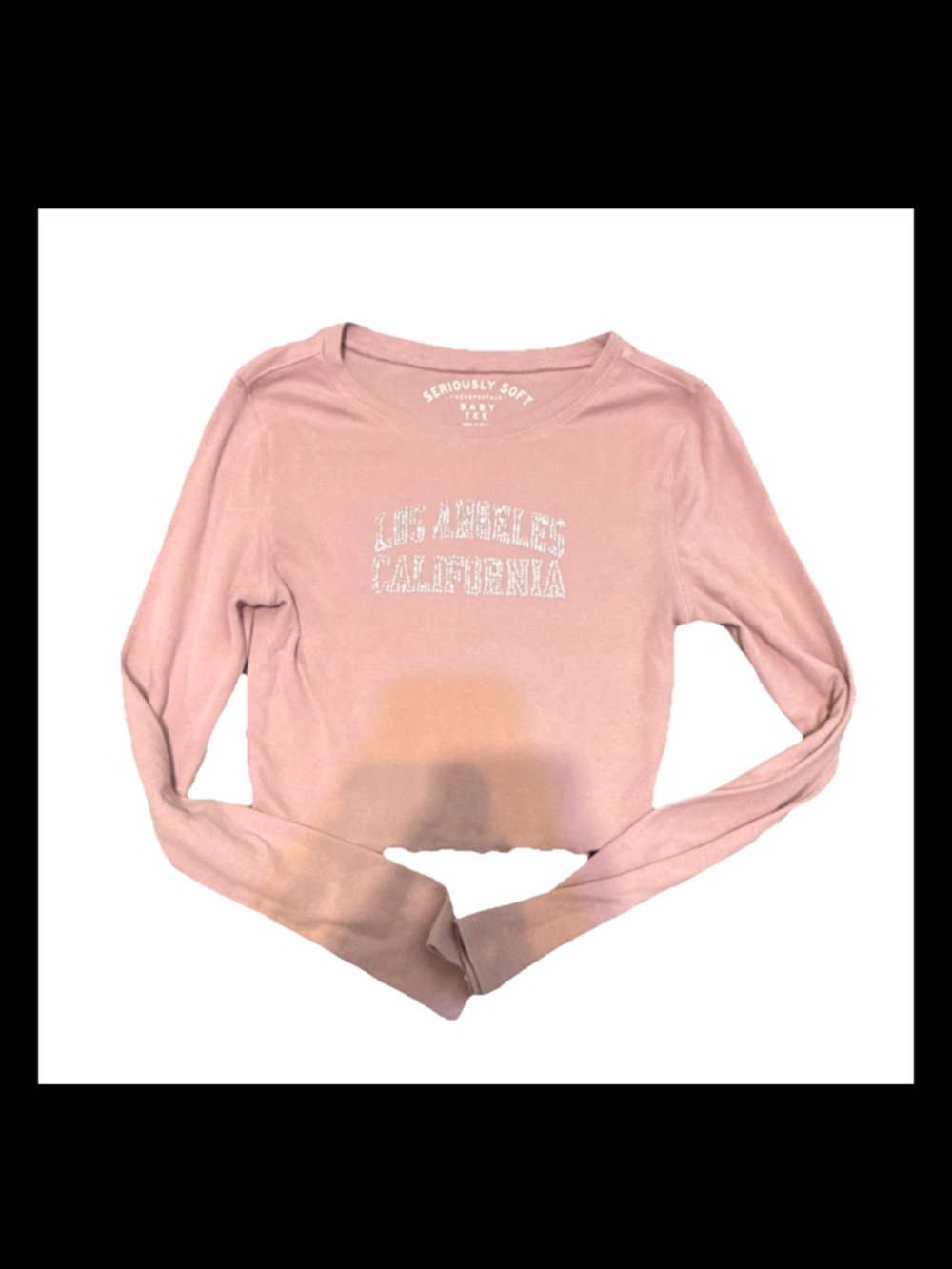 Aeropostale Los Angeles California Long-Sleeve Crop Top - Dusty Pink